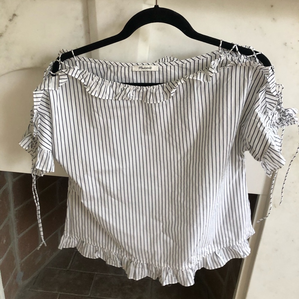 Madewell Blue&White striped top with ties